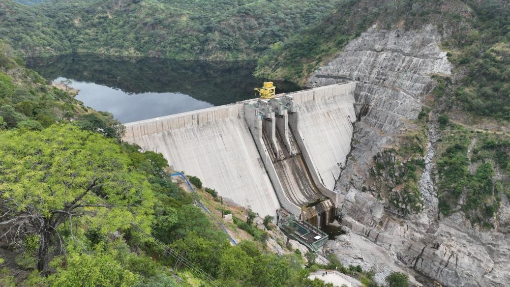 3月23日，航拍的下凱富峽水電站大壩。