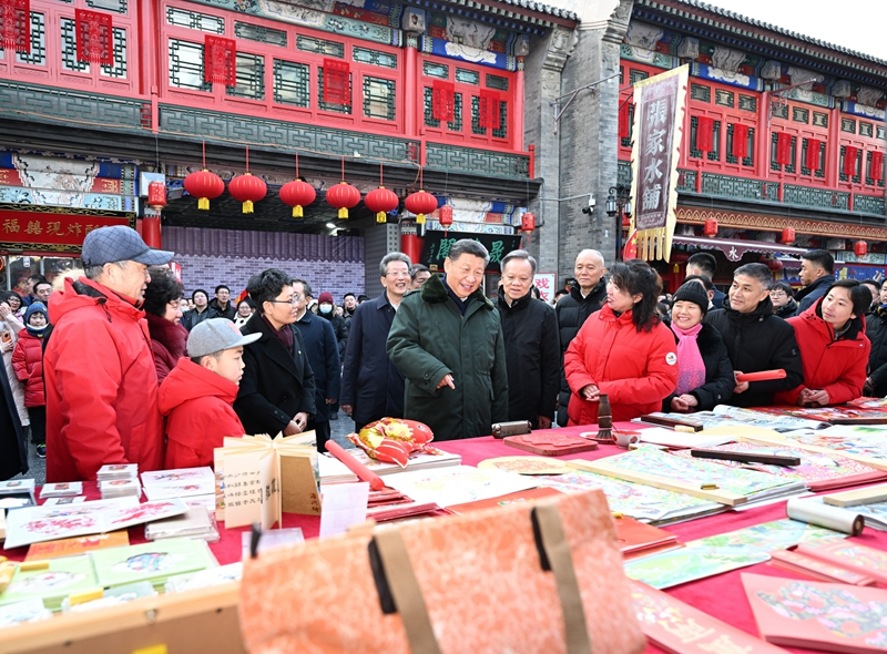 2024年2月1日，習近平總書記在天津古文化街考察。